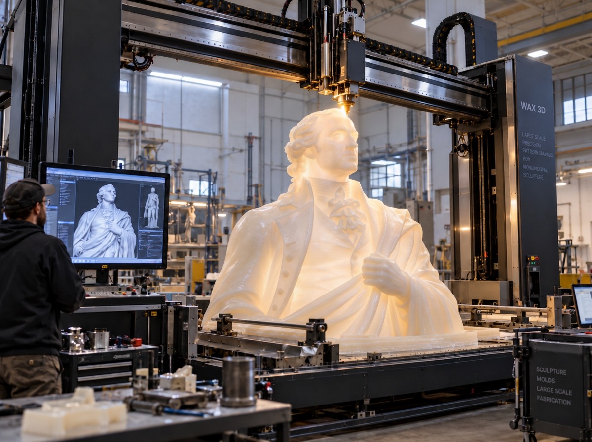 Wax 3D printing a large classical bust in the workshop