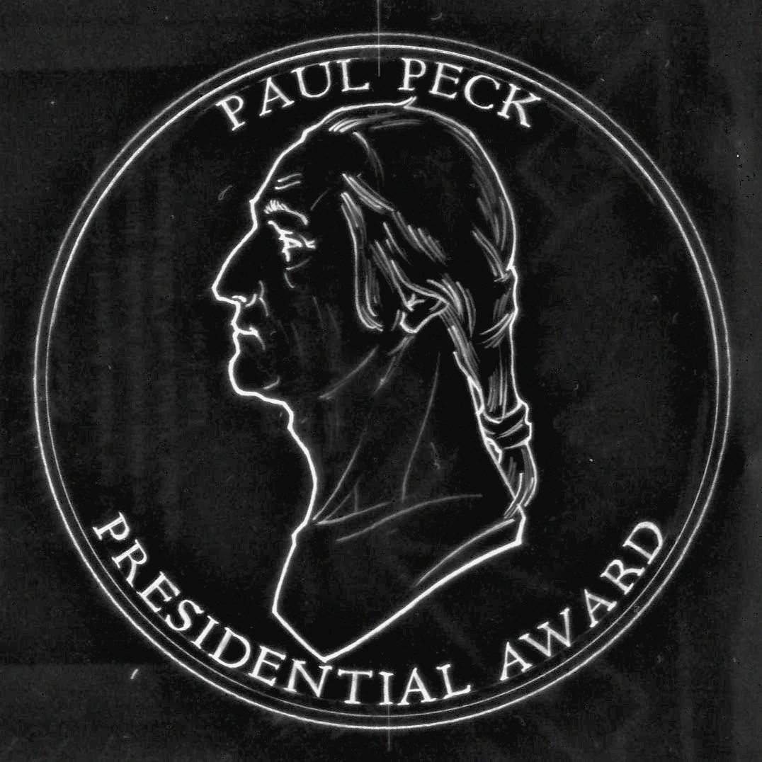 Pencil drawing of the Paul Peck Presidential Award medal design
